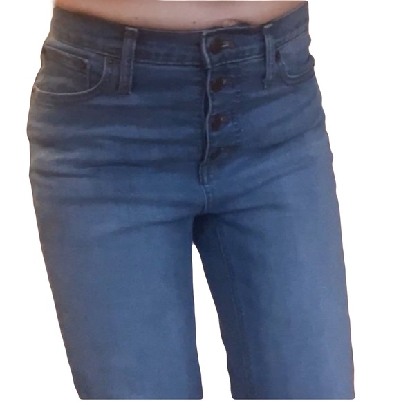 JCrew Button Fly Med Wash High-Rise Crop Flare Raw Hem Sz27 - Picture 2 of 13